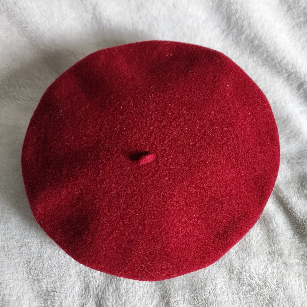 Heritage Par Laulhere Authentique Made In France Red / Burgundy Wool Beret Cap